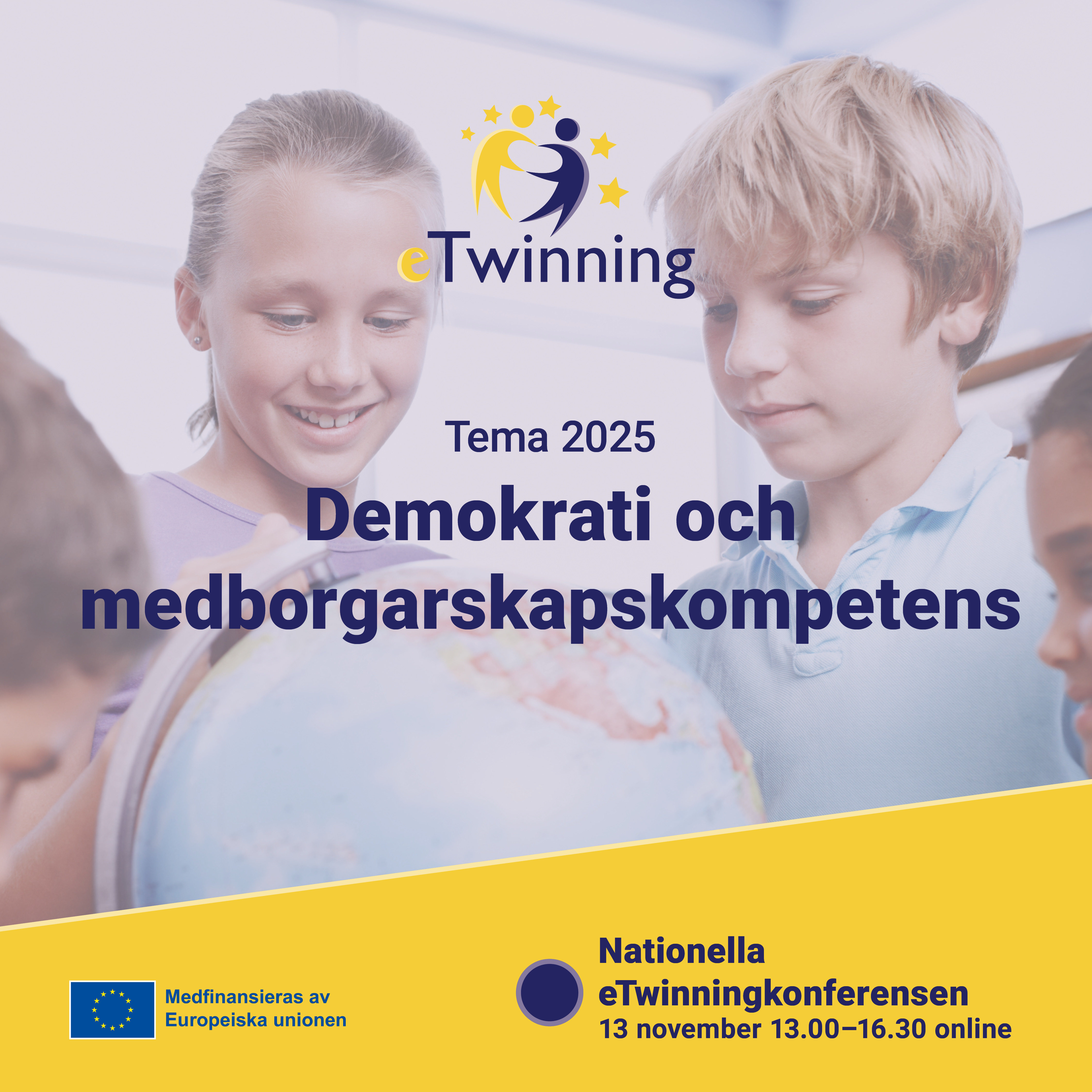 Huvudbild för eTwinningkonferensen 2025 i samarrangemang med Erasmus+