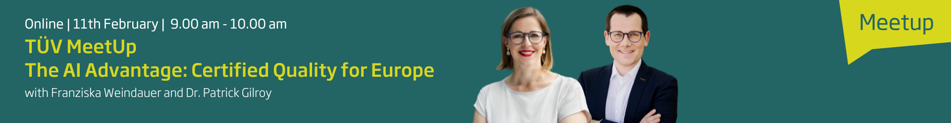 Header image for TÜV MeetUp – The AI Advantage: Certified Quality for Europe