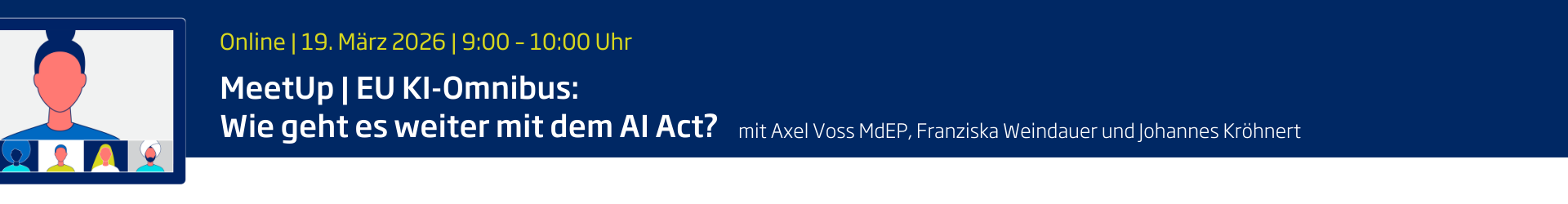 Header-Bild für MeetUp: EU KI-Omnibus: Wie geht es weiter mit dem AI Act?